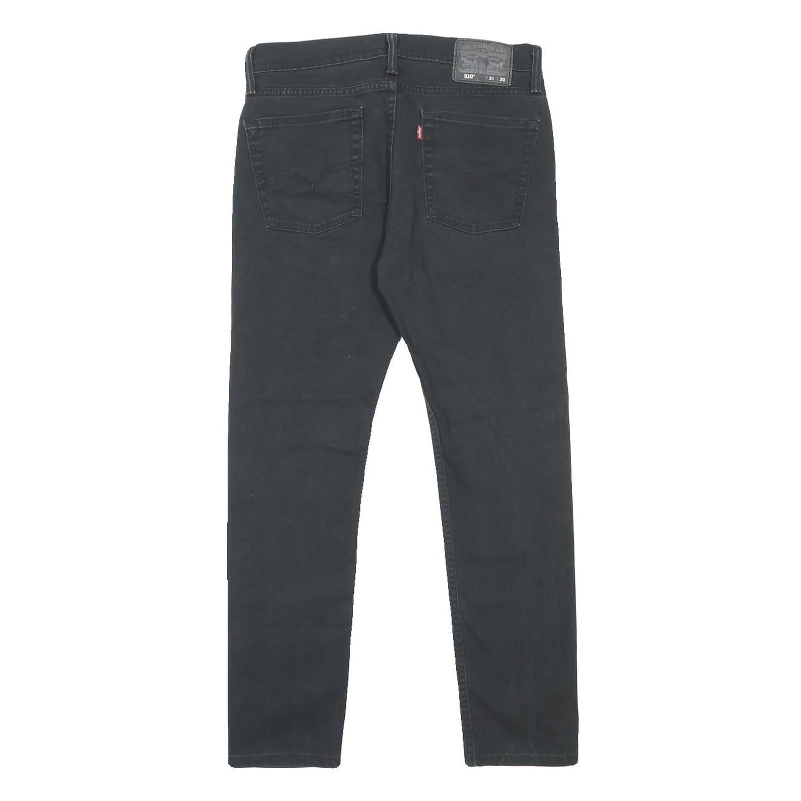 LEVI'S 510 Mens Slim Black Jeans Denim W31 L30 Classic Zip Pocket Detail