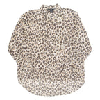 H&M Sheer Womens Printed Shirt Brown Collared Long Sleeve Animal Print S