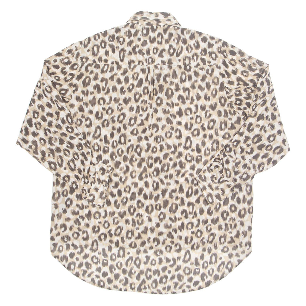 H&M Sheer Womens Printed Shirt Brown Collared Long Sleeve Animal Print S
