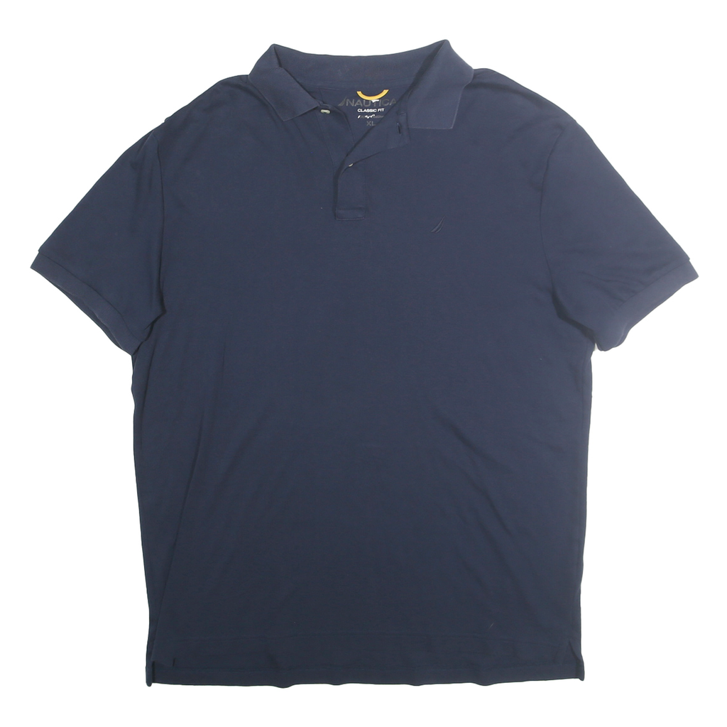 NAUTICA Mens Blue Short Sleeve Plain XL Cotton Polo Shirt Classic Fit