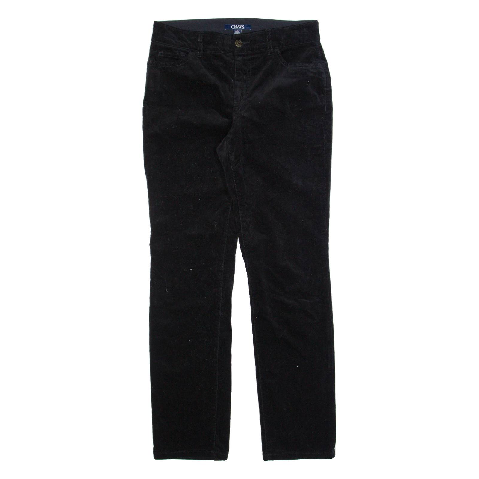 CHAPS Womens Corduroy Trousers Black Regular Straight W30 L30