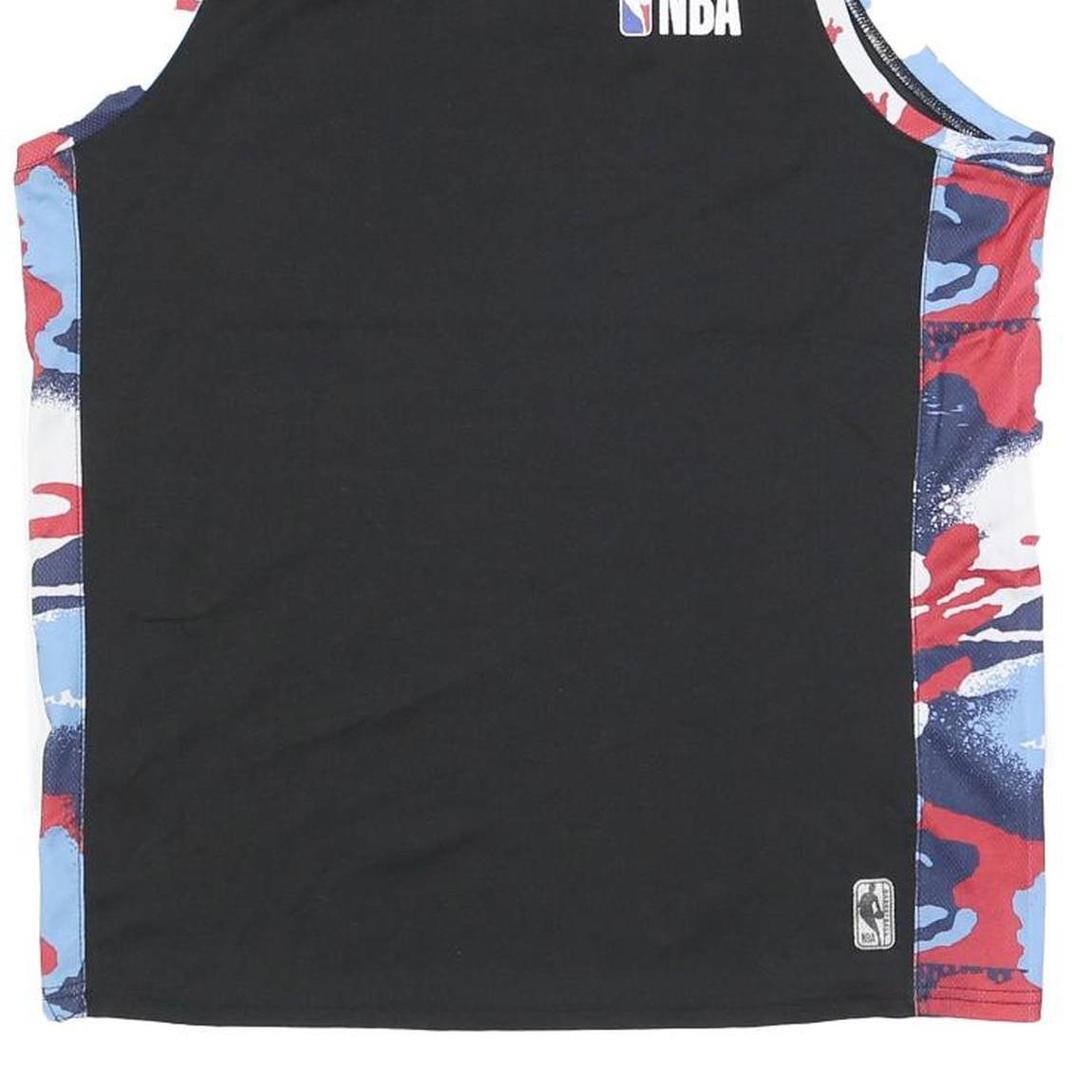 NBA Mens Black & Red Blue Graphic Vest M Sleeveless Crew Neck Basketball T-Shirt