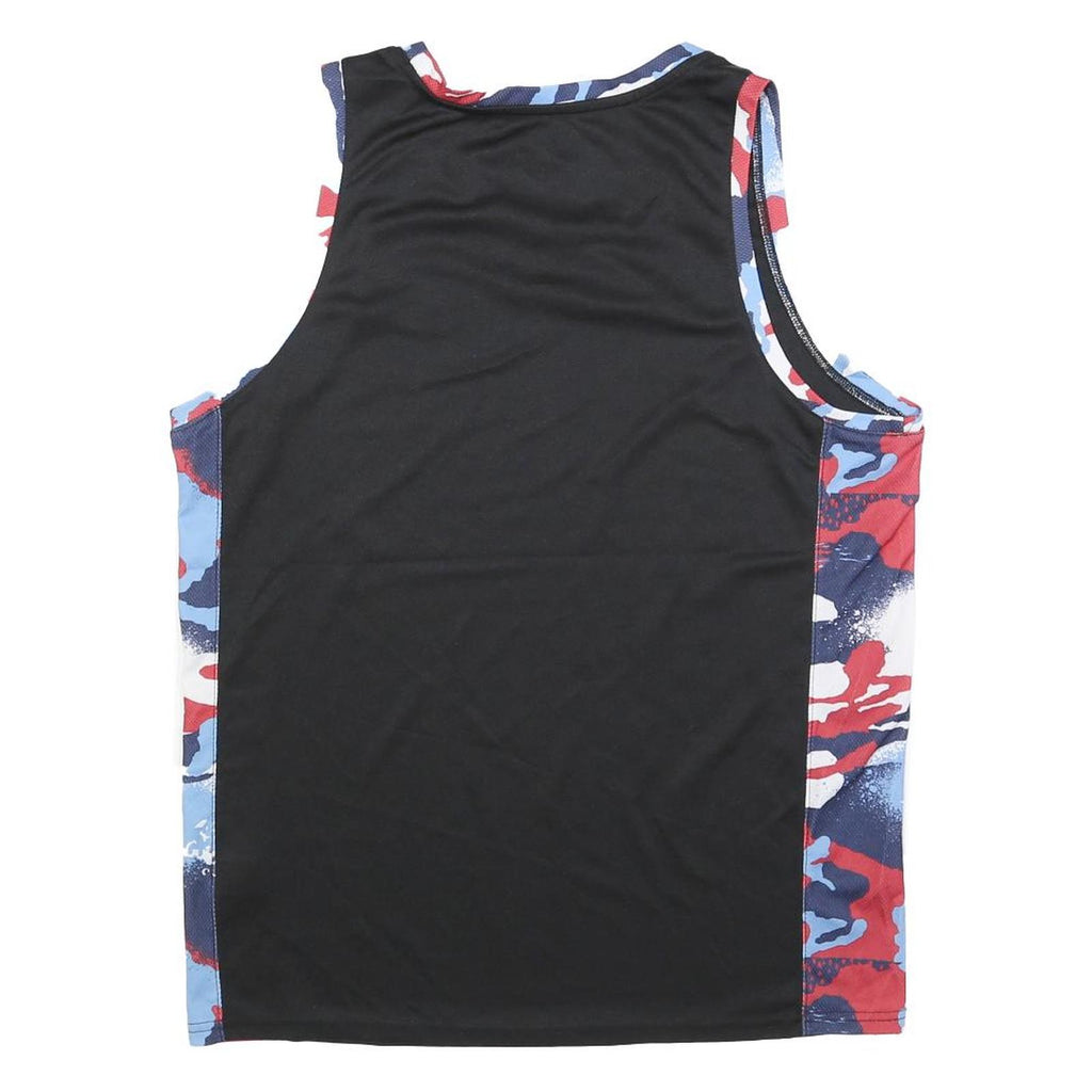 NBA Mens Black & Red Blue Graphic Vest M Sleeveless Crew Neck Basketball T-Shirt