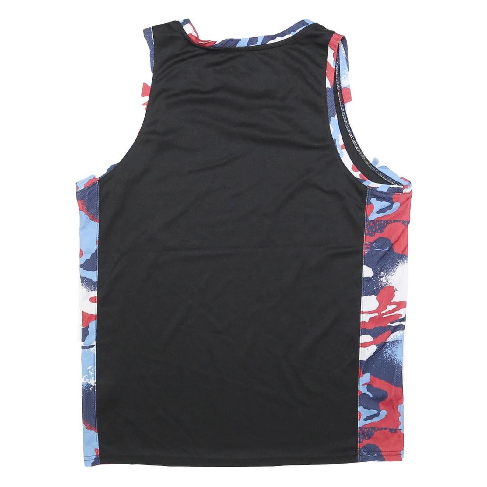NBA Mens Black & Red Blue Graphic Vest M Sleeveless Crew Neck Basketball T-Shirt