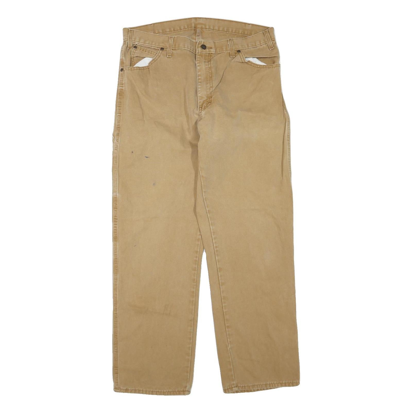 DICKIES Mens Jeans Beige Regular Straight Denim Medium W36 L32 Workwear Utility