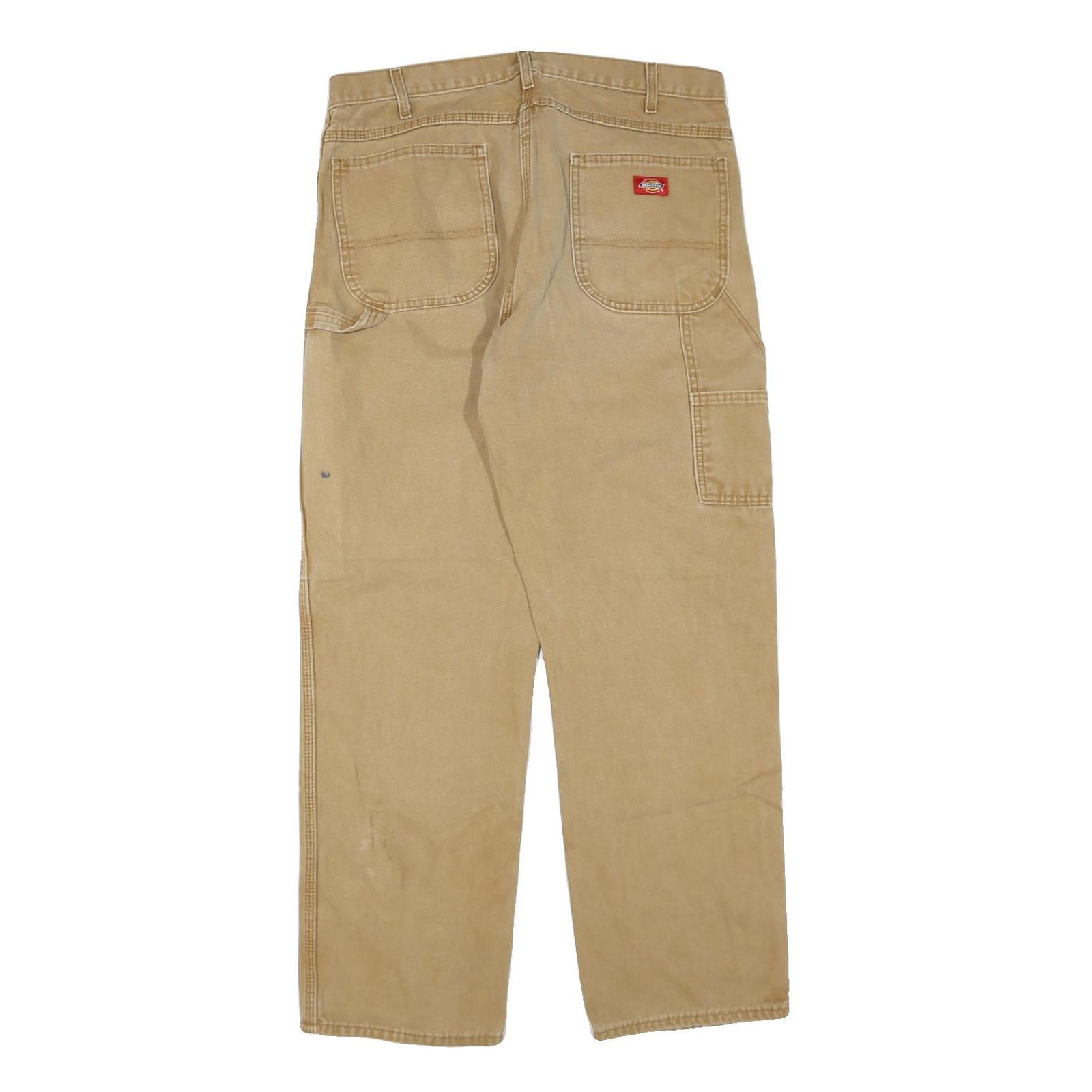 DICKIES Mens Jeans Beige Regular Straight Denim Medium W36 L32 Workwear Utility