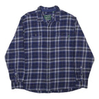 WOOLRICH Mens Blue & White Check Shirt 2XL Cotton Blend Long Sleeve Button
