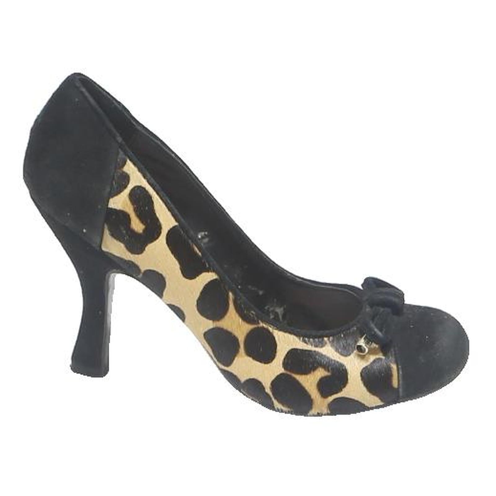 DUNE Womens Leopard Print Black Suede Court Heels UK 3.5 Stylish Elegant Fit