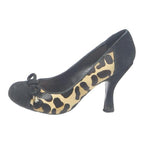 DUNE Womens Leopard Print Black Suede Court Heels UK 3.5 Stylish Elegant Fit