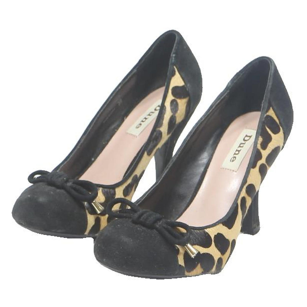 DUNE Womens Leopard Print Black Suede Court Heels UK 3.5 Stylish Elegant Fit