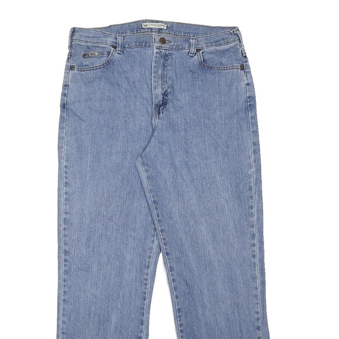 LEE Womens Light Blue Relaxed Straight Denim Medium Wash W32 L29 Zip Jeans