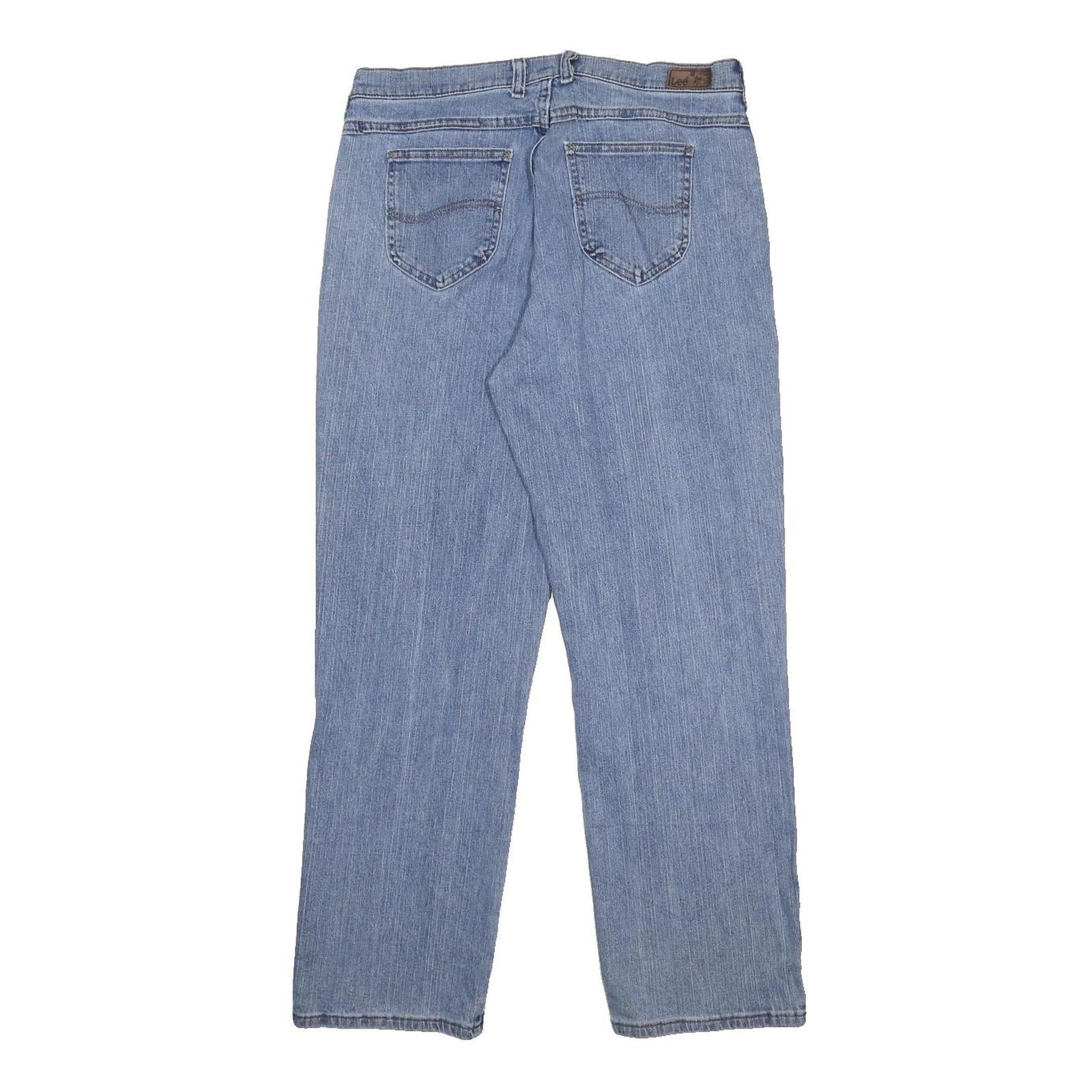 LEE Womens Light Blue Relaxed Straight Denim Medium Wash W32 L29 Zip Jeans