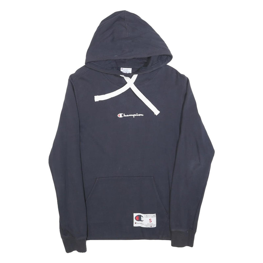 CHAMPION Mens Navy Blue Hoodie S Cotton Blend Classic Pullover Hooded Sweatshirt