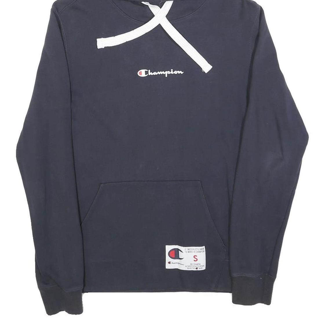 CHAMPION Mens Navy Blue Hoodie S Cotton Blend Classic Pullover Hooded Sweatshirt