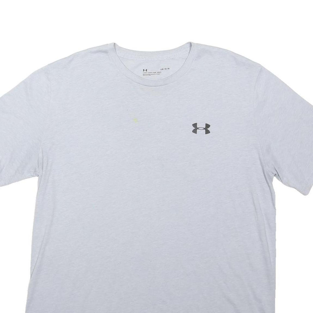 UNDER ARMOUR Mens White Athletic T-Shirt L Short Sleeve Crew Neck Cotton Blend