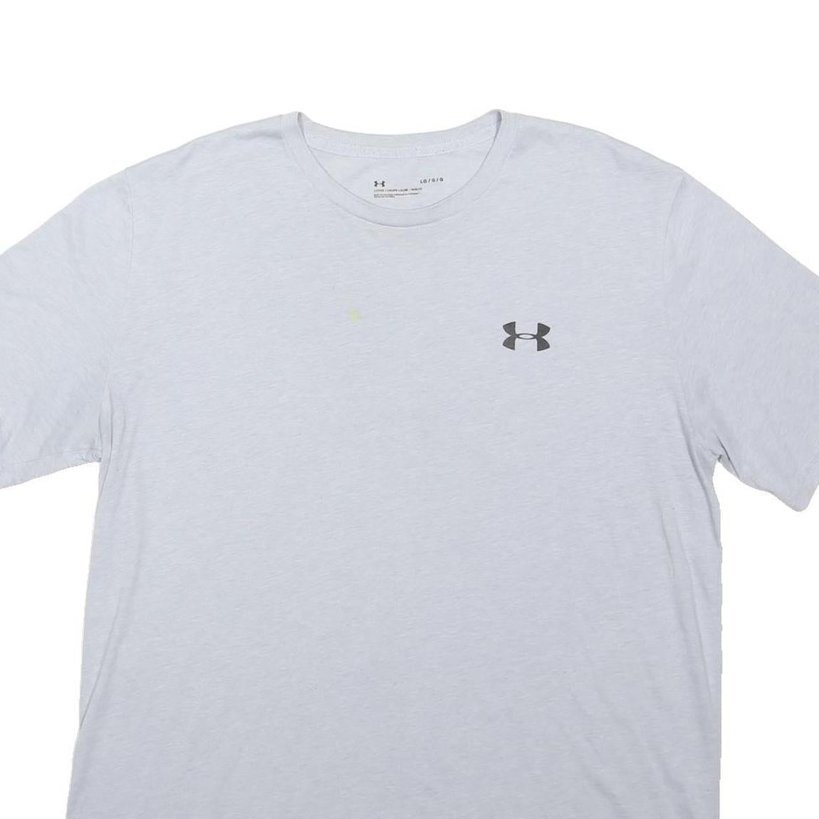 UNDER ARMOUR Mens White Athletic T-Shirt L Short Sleeve Crew Neck Cotton Blend