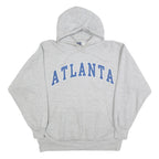 AUTHENTIC LIFE Mens Grey Hoodie L Atlanta Print Cotton Blend Pullover Casual