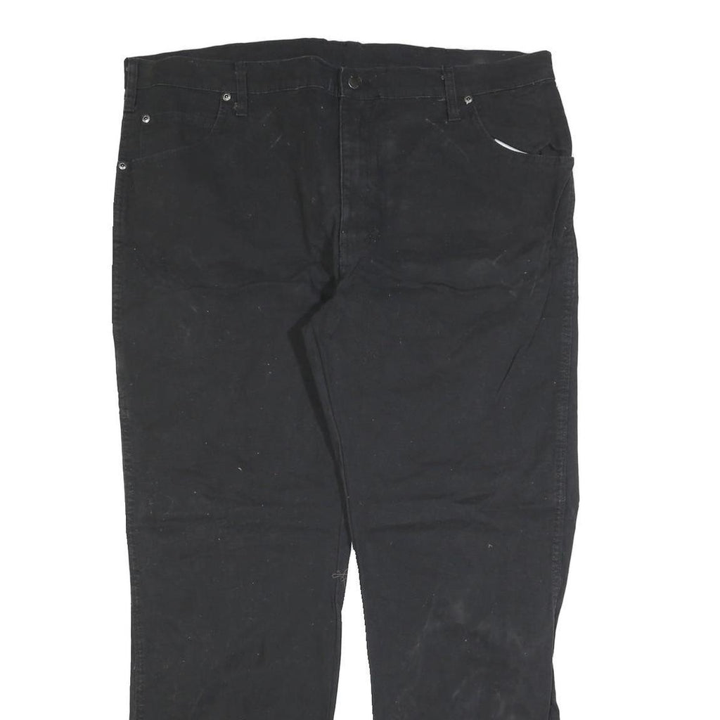 DICKIES Mens Black Regular Fit Straight Denim Jeans W40 L32 Workwear Zip Closure