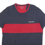 NAUTICA Mens Navy & Red Colourblock T-Shirt XL Short Sleeve Crew Neck Casual