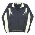 NIKE Womens Black & Cream Sports Track Jacket M Polyester Blend Zip Plain