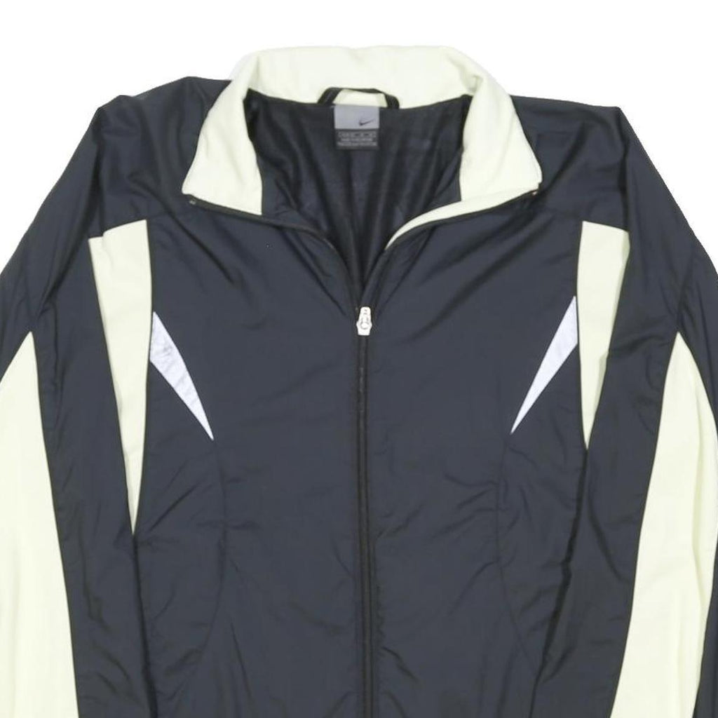 NIKE Womens Black & Cream Sports Track Jacket M Polyester Blend Zip Plain