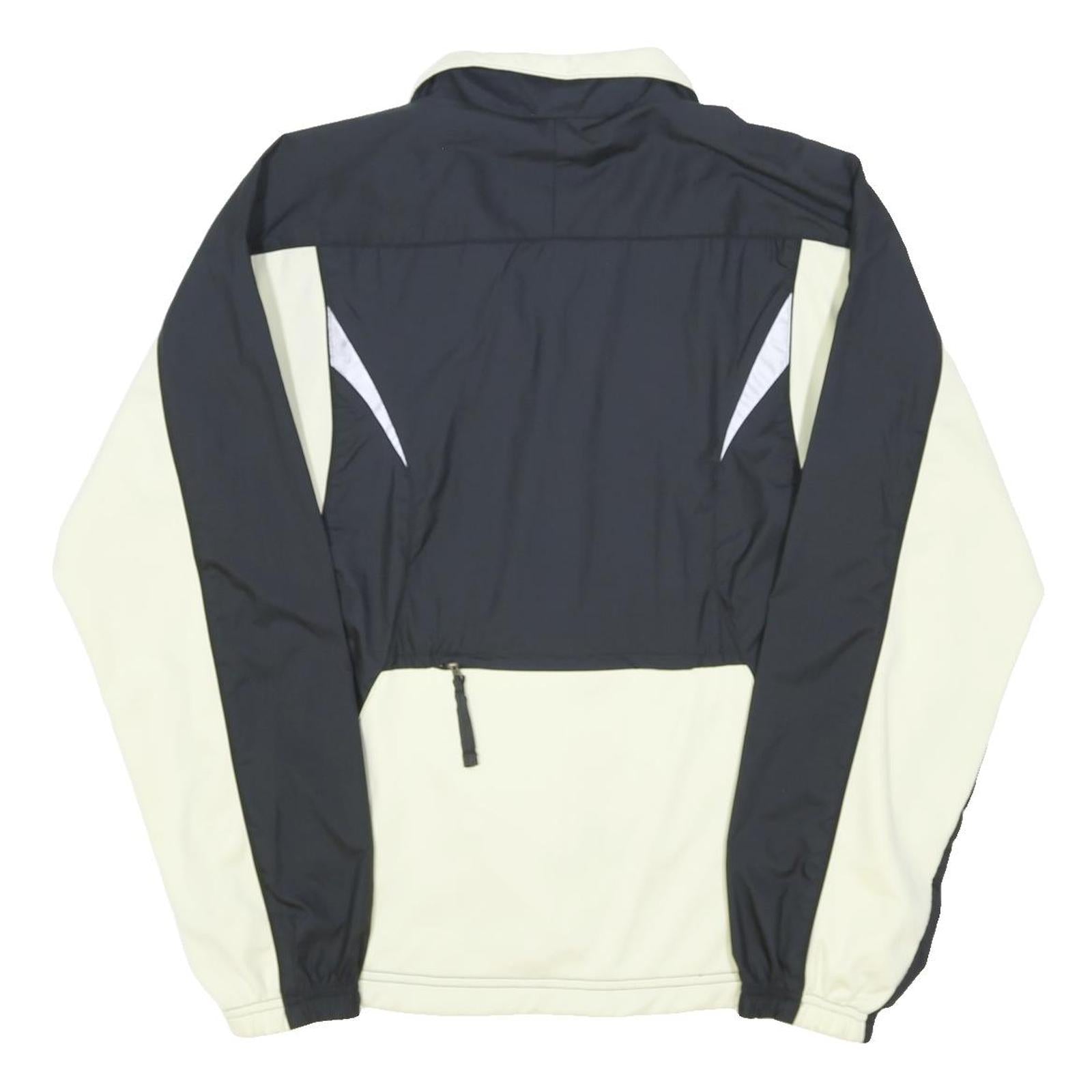 NIKE Womens Black & Cream Sports Track Jacket M Polyester Blend Zip Plain