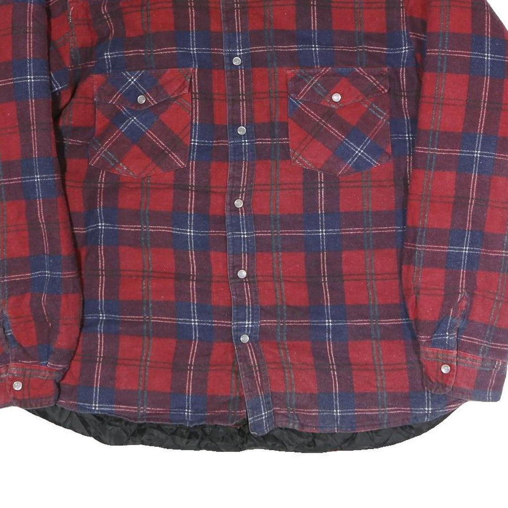 FORCE Mens Red & Blue Cotton Blend Check Shirt L Long Sleeve Casual