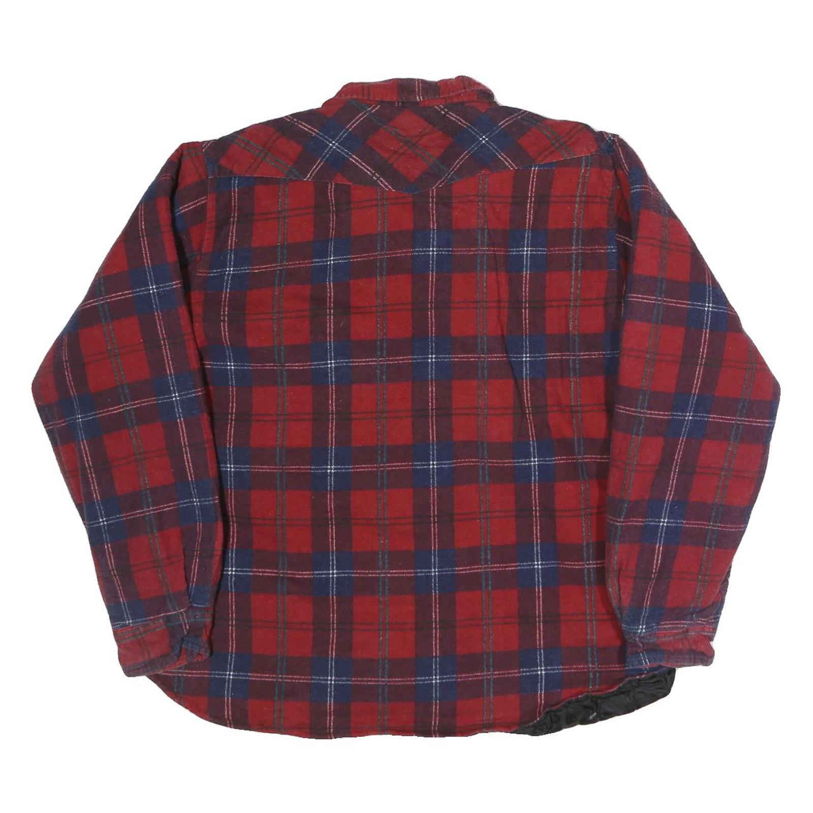 FORCE Mens Red & Blue Cotton Blend Check Shirt L Long Sleeve Casual