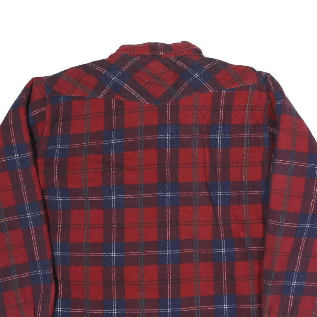 FORCE Mens Red & Blue Cotton Blend Check Shirt L Long Sleeve Casual