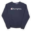 CHAMPION Mens Navy Blue Cotton Blend Crew Neck M Sweatshirt Logo Casual Pullover