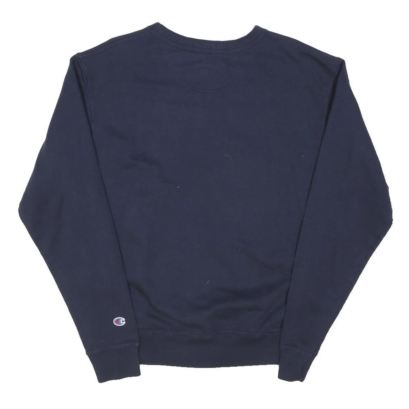 CHAMPION Mens Navy Blue Cotton Blend Crew Neck M Sweatshirt Logo Casual Pullover