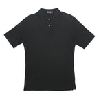 FILA Mens Black Cotton Blend Short Sleeve Plain Polo Shirt M Casual Wear