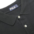 FILA Mens Black Cotton Blend Short Sleeve Plain Polo Shirt M Casual Wear