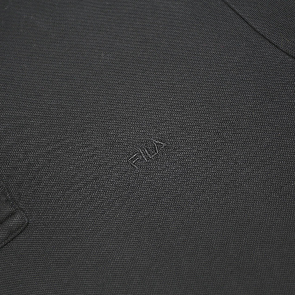 FILA Mens Black Cotton Blend Short Sleeve Plain Polo Shirt M Casual Wear