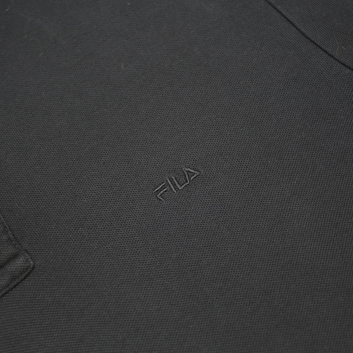 FILA Mens Black Cotton Blend Short Sleeve Plain Polo Shirt M Casual Wear