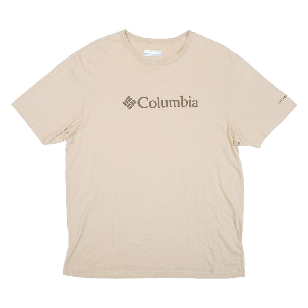 COLUMBIA Mens T-Shirt Beige Crew Neck L