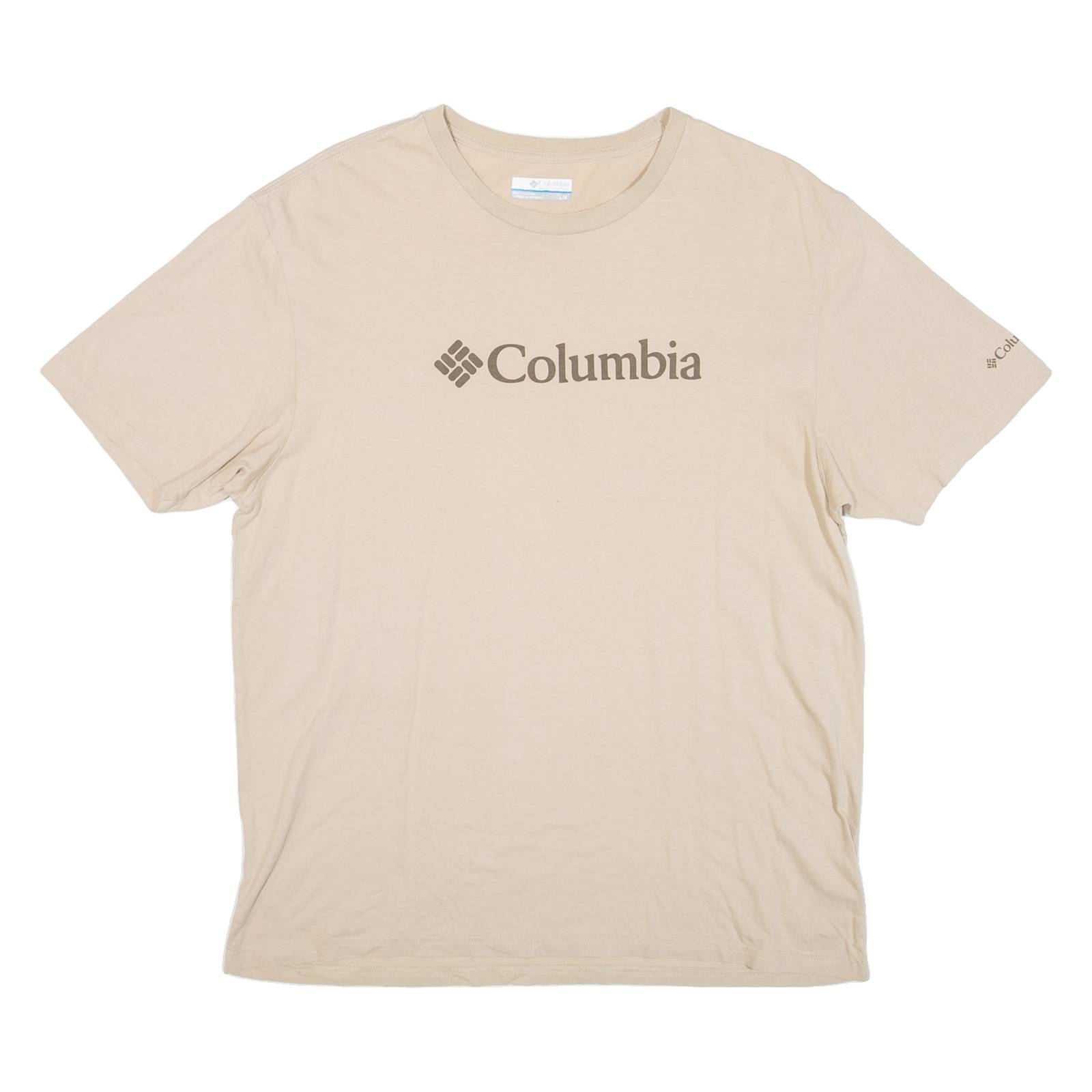 COLUMBIA Mens T-Shirt Beige Crew Neck L
