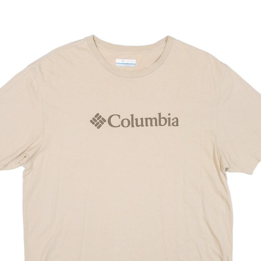 COLUMBIA Mens T-Shirt Beige Crew Neck L