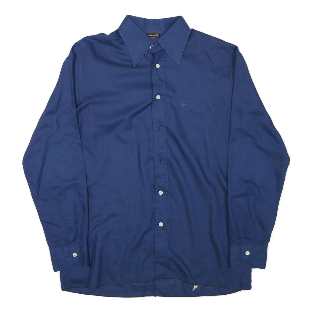 NETTELSTROTH Mens Blue Shirt S Polyester Blend Formal Classic Fit Button Collar