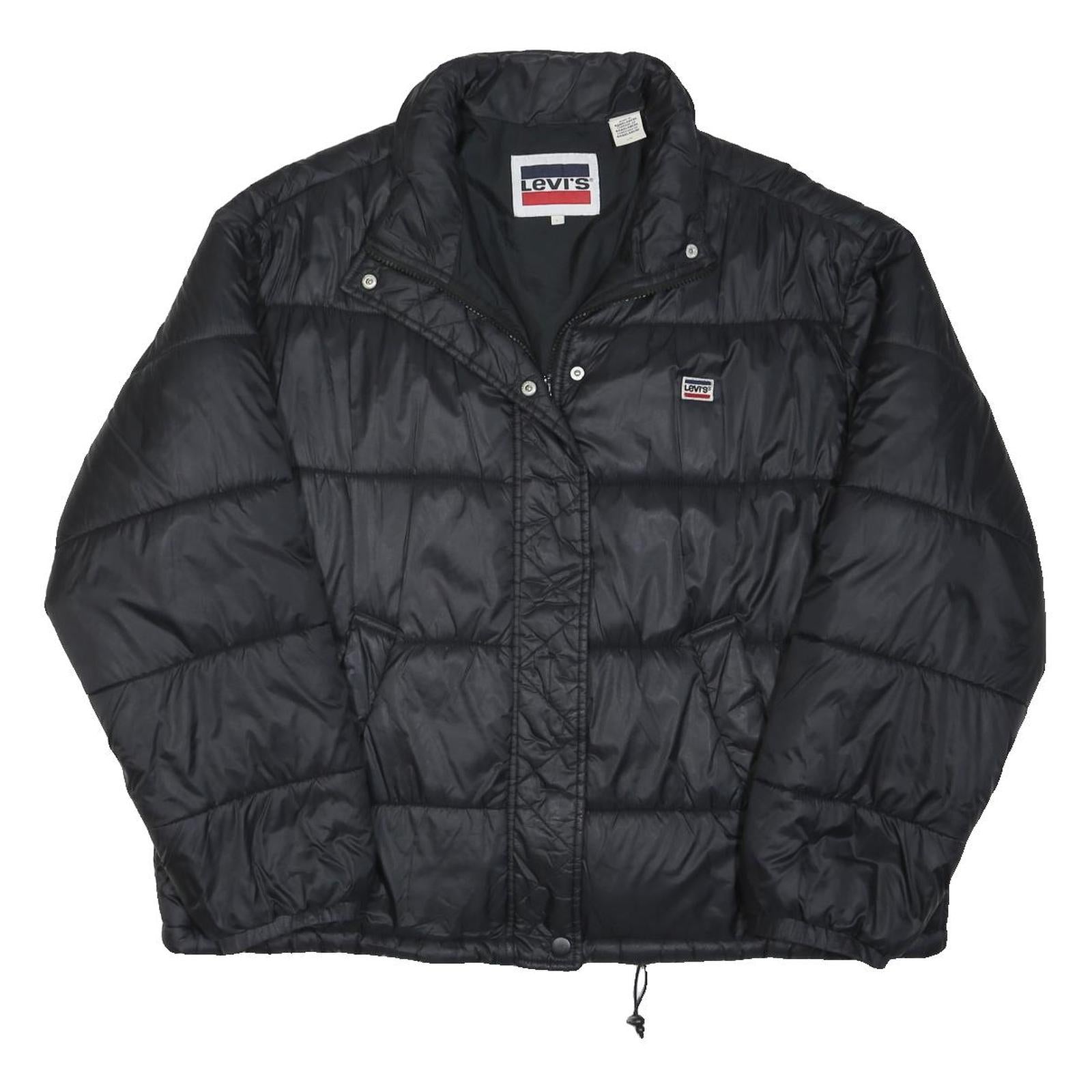 LEVI'S Womens Black Puffer Jacket L Polyester Blend Zip Casual Warm Winter