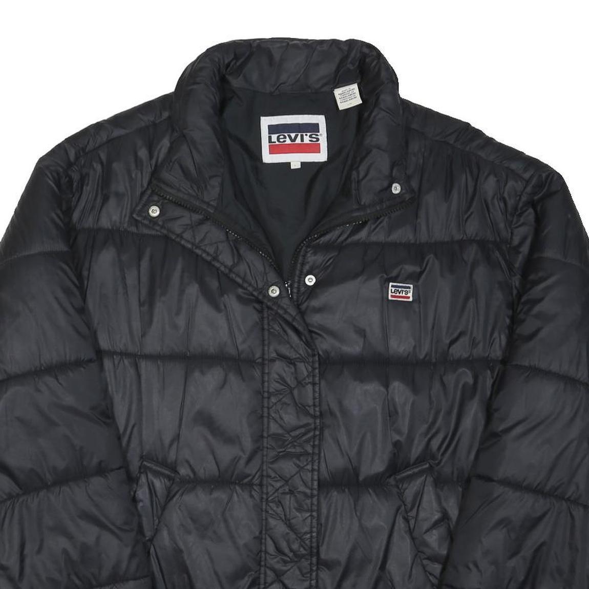 LEVI'S Womens Black Puffer Jacket L Polyester Blend Zip Casual Warm Winter