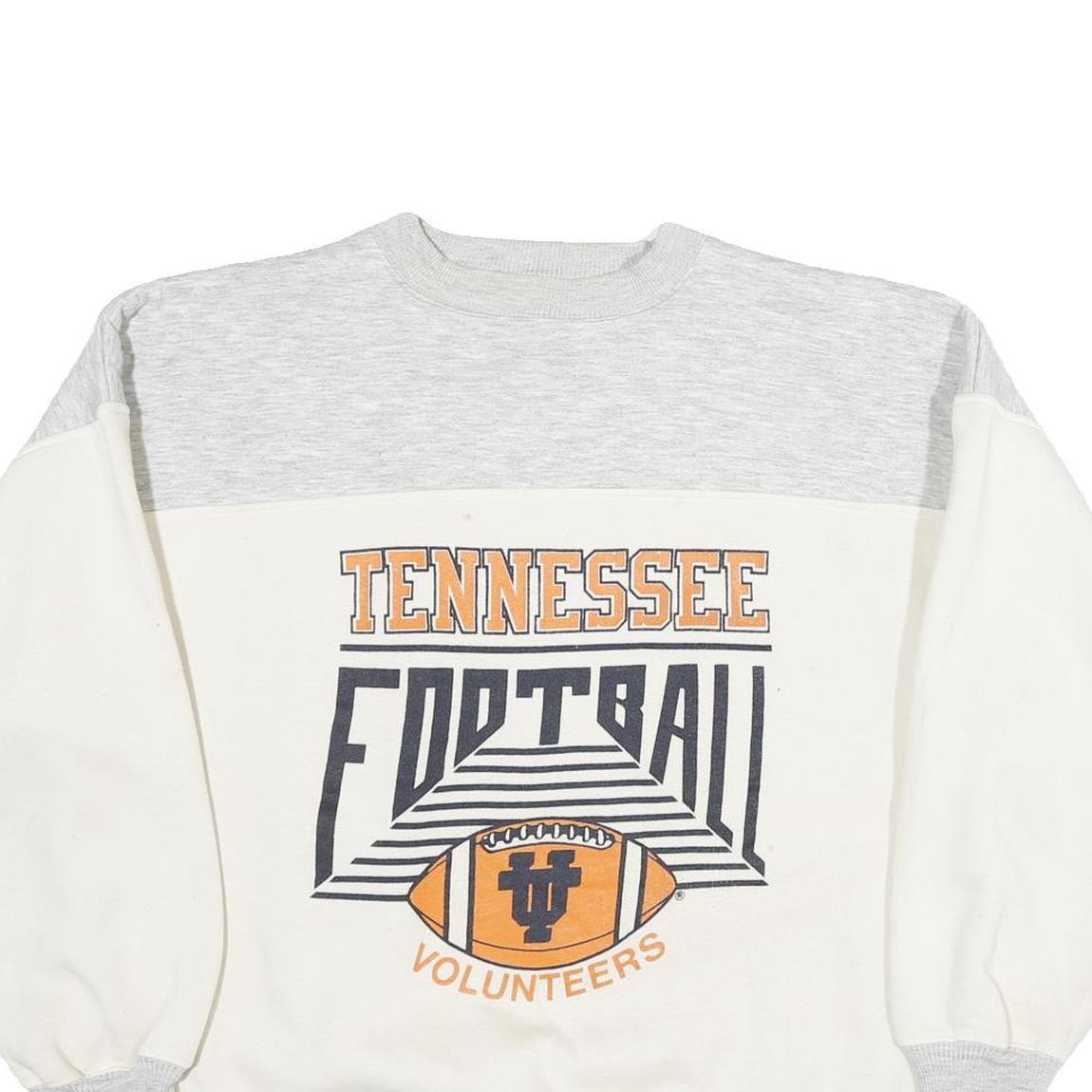 CASTAWAYS Mens White & Grey Tennessee Football Crew Neck L Sweatshirt Cotton