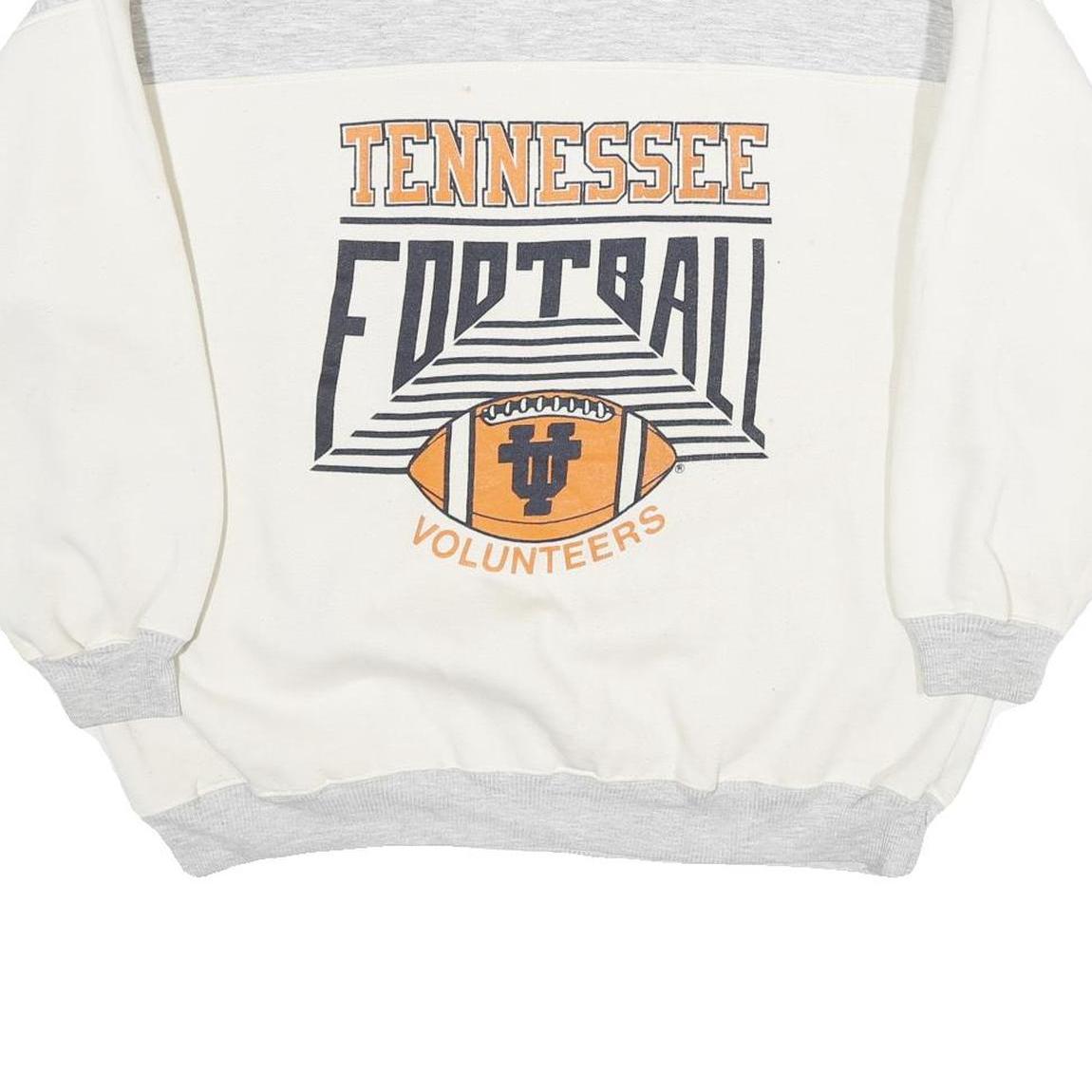 CASTAWAYS Mens White & Grey Tennessee Football Crew Neck L Sweatshirt Cotton