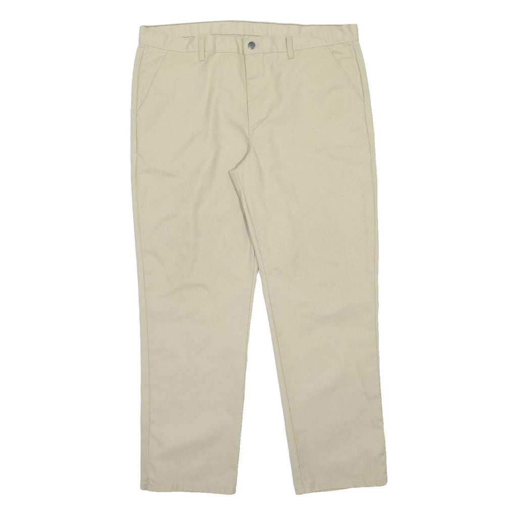 DICKIES Mens Regular Fit Beige Polyester Blend Trousers W40 L32 Classic Straight
