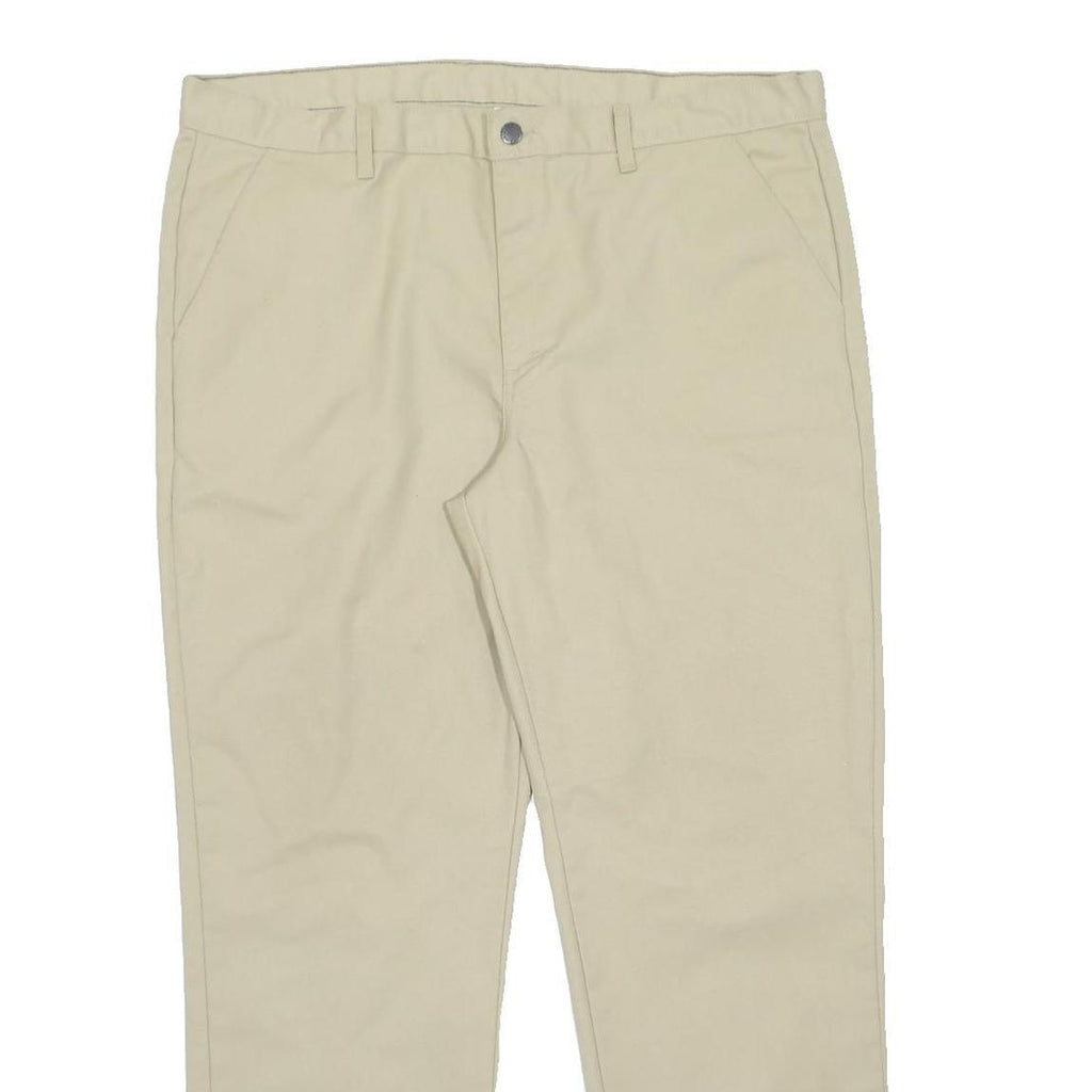 DICKIES Mens Regular Fit Beige Polyester Blend Trousers W40 L32 Classic Straight