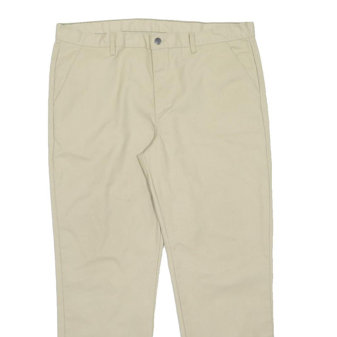 DICKIES Mens Regular Fit Beige Polyester Blend Trousers W40 L32 Classic Straight