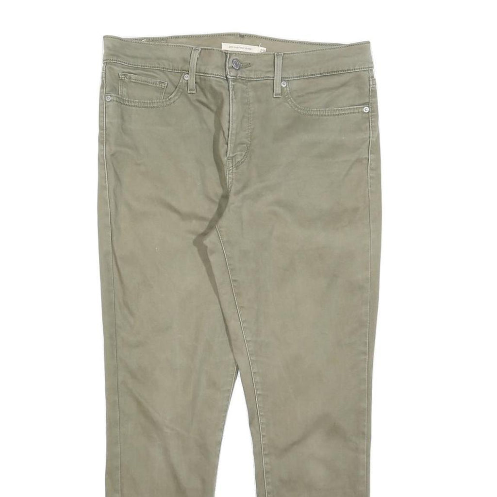 LEVI'S Womens Slim Slim Khaki Green Cotton Blend Trousers W32 L25 Comfortable