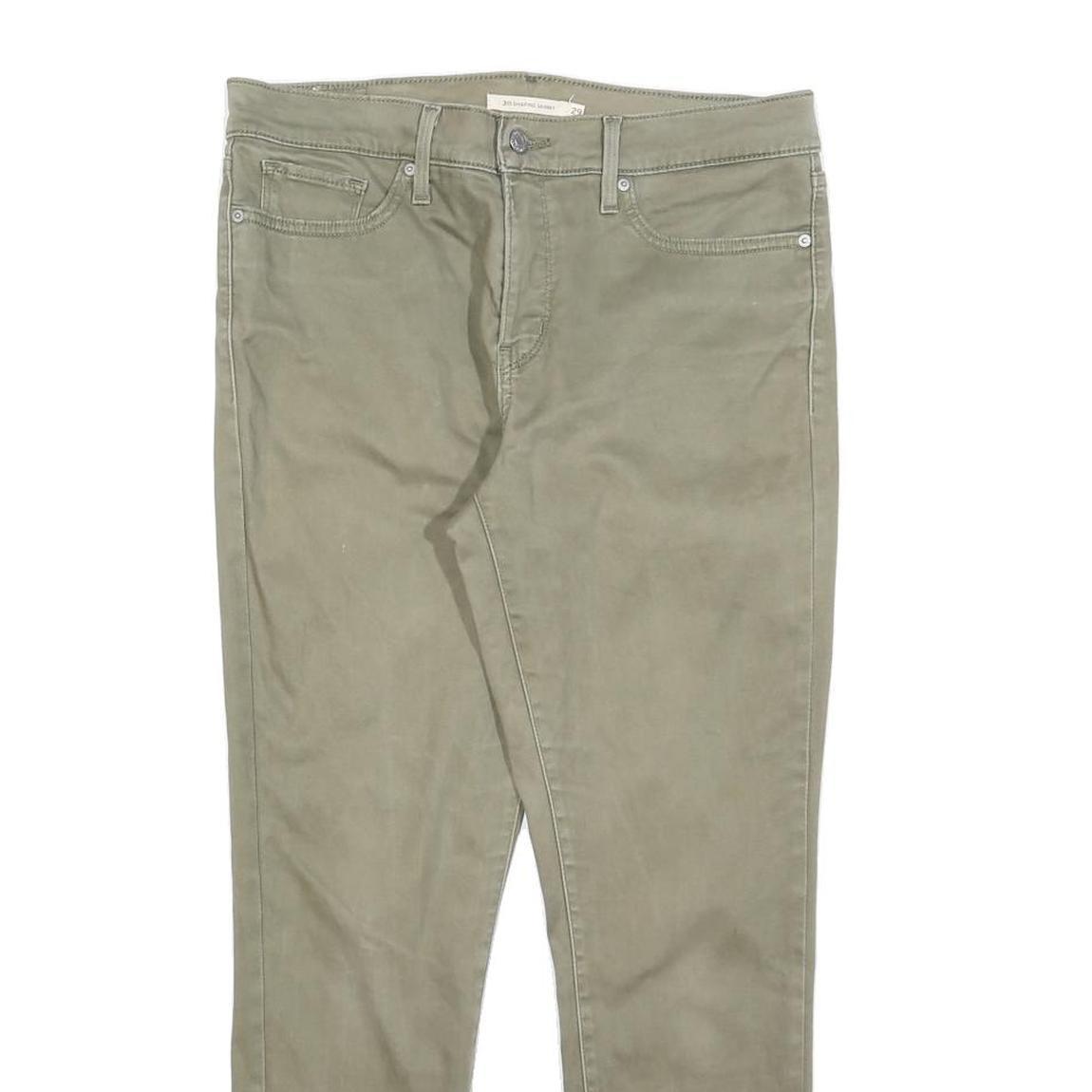 LEVI'S Womens Slim Slim Khaki Green Cotton Blend Trousers W32 L25 Comfortable