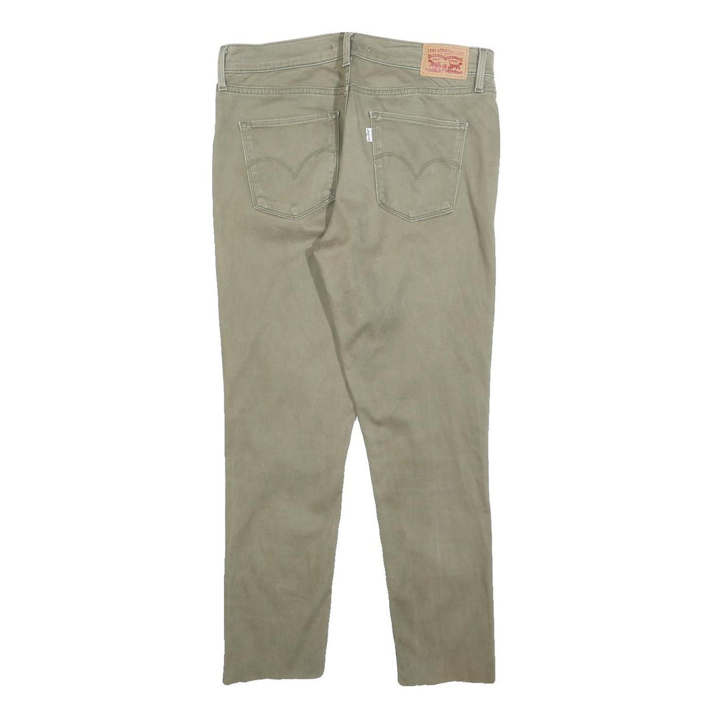 LEVI'S Womens Slim Slim Khaki Green Cotton Blend Trousers W32 L25 Comfortable