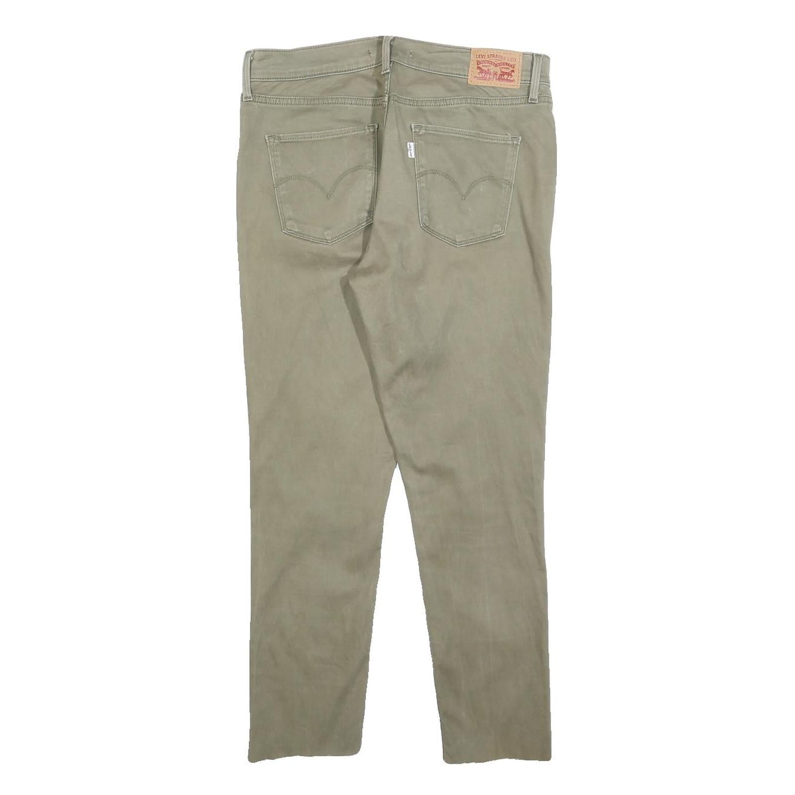 LEVI'S Womens Slim Slim Khaki Green Cotton Blend Trousers W32 L25 Comfortable
